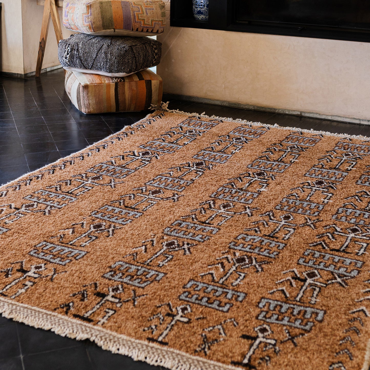 Brown Azilal Rug – Authentic Handmade Moroccan Wool Carpet with Natural Dyes