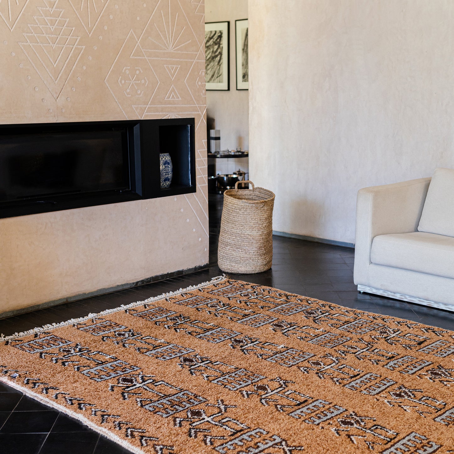 Brown Azilal Rug – Authentic Handmade Moroccan Wool Carpet with Natural Dyes