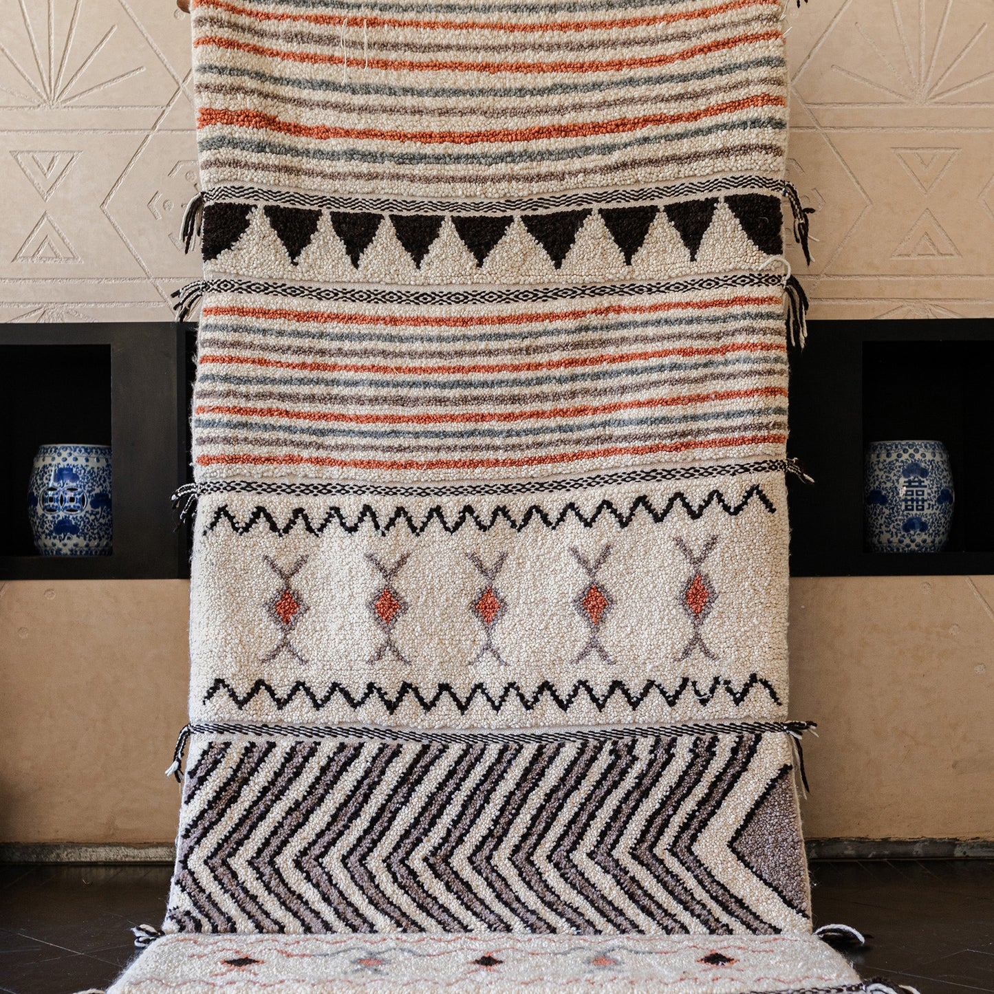 Colorful Azilal Runner Rug – Handmade Moroccan Wool Hallway Carpet with Berber Patterns