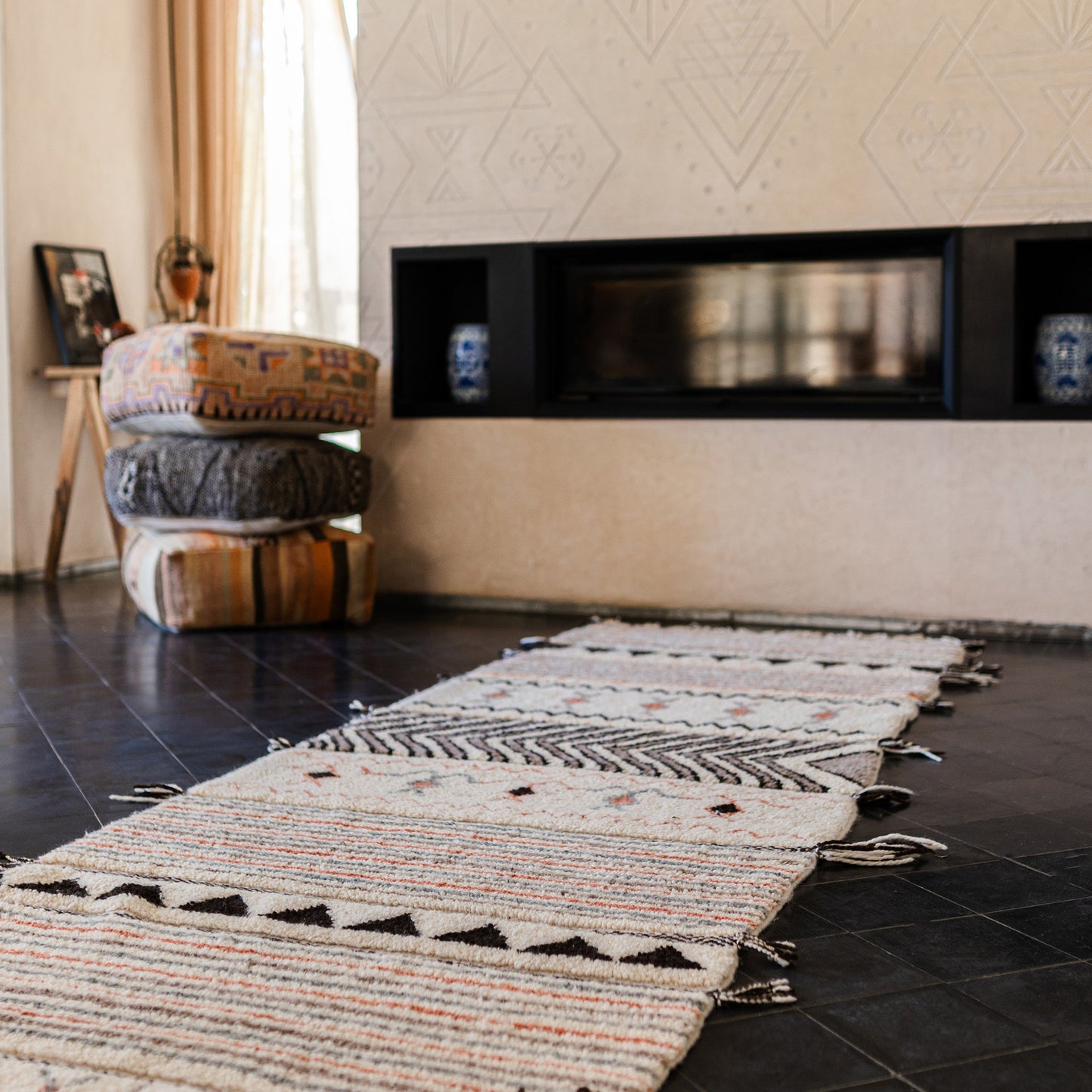 Colorful Azilal Runner Rug – Handmade Moroccan Wool Hallway Carpet with Berber Patterns