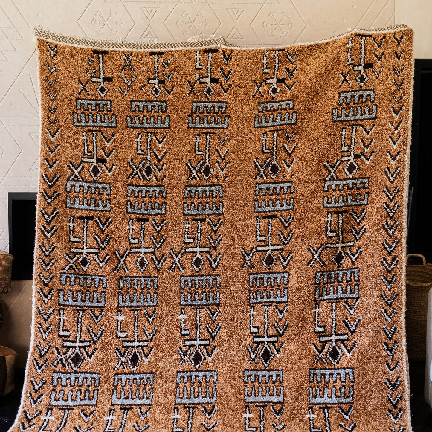 Brown Azilal Rug – Authentic Handmade Moroccan Wool Carpet with Natural Dyes