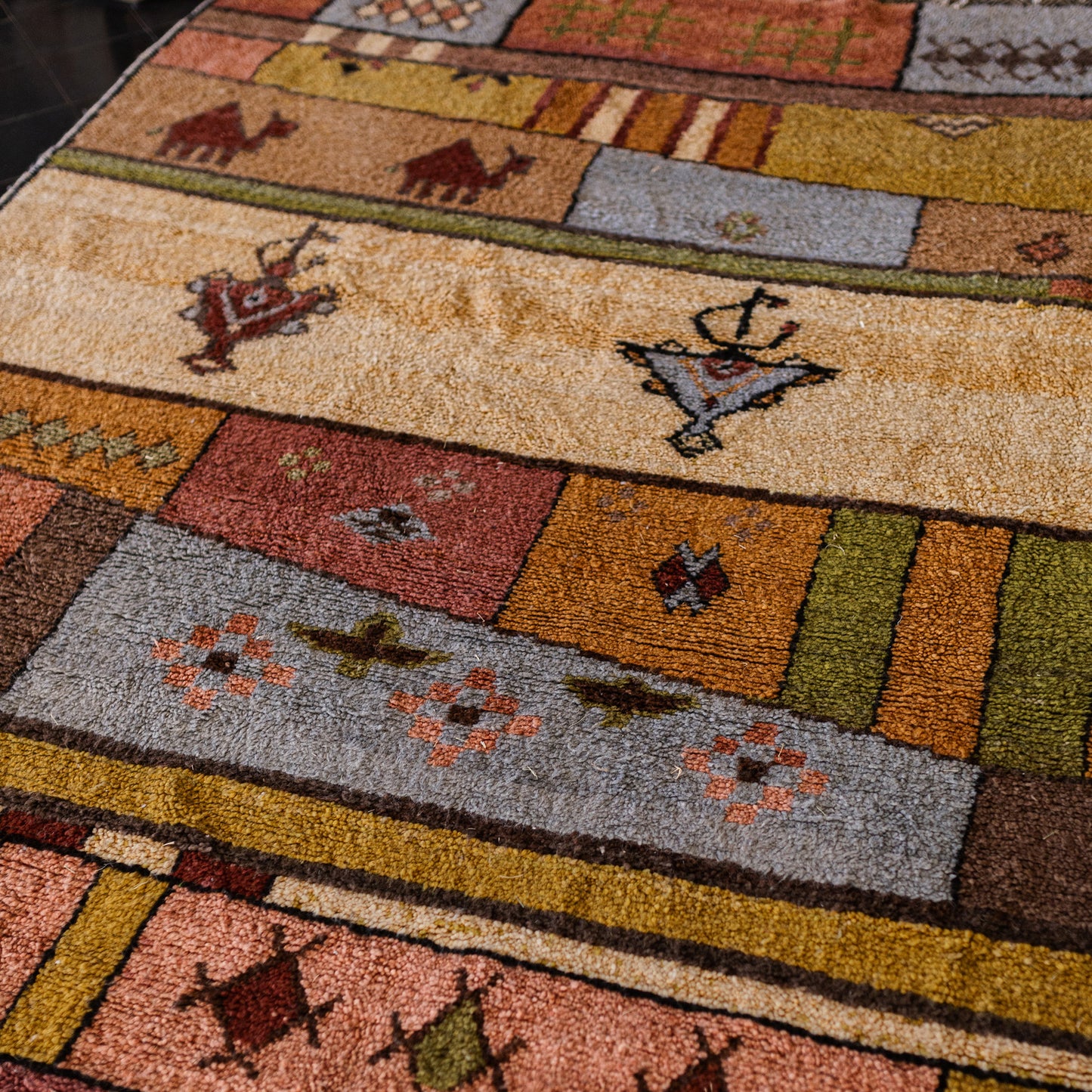 Large Azilal Rug – Handmade Moroccan Wool Carpet with Geometric Shapes and Berber Symbols