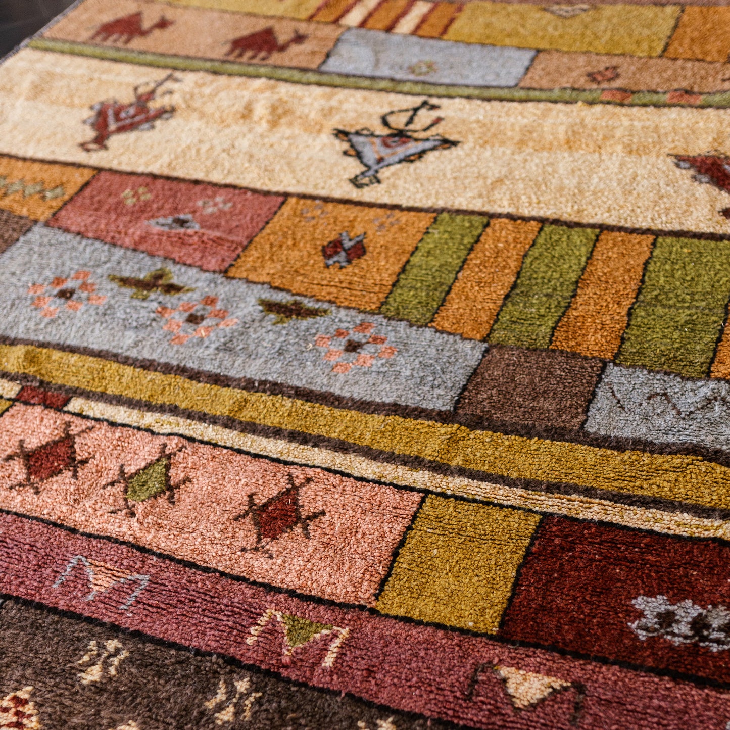 Large Azilal Rug – Handmade Moroccan Wool Carpet with Geometric Shapes and Berber Symbols
