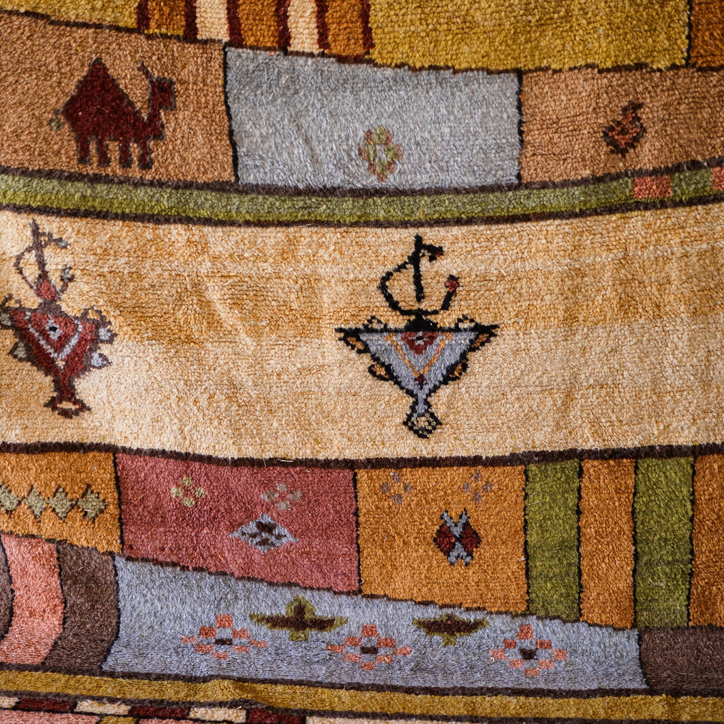 Large Azilal Rug – Handmade Moroccan Wool Carpet with Geometric Shapes and Berber Symbols