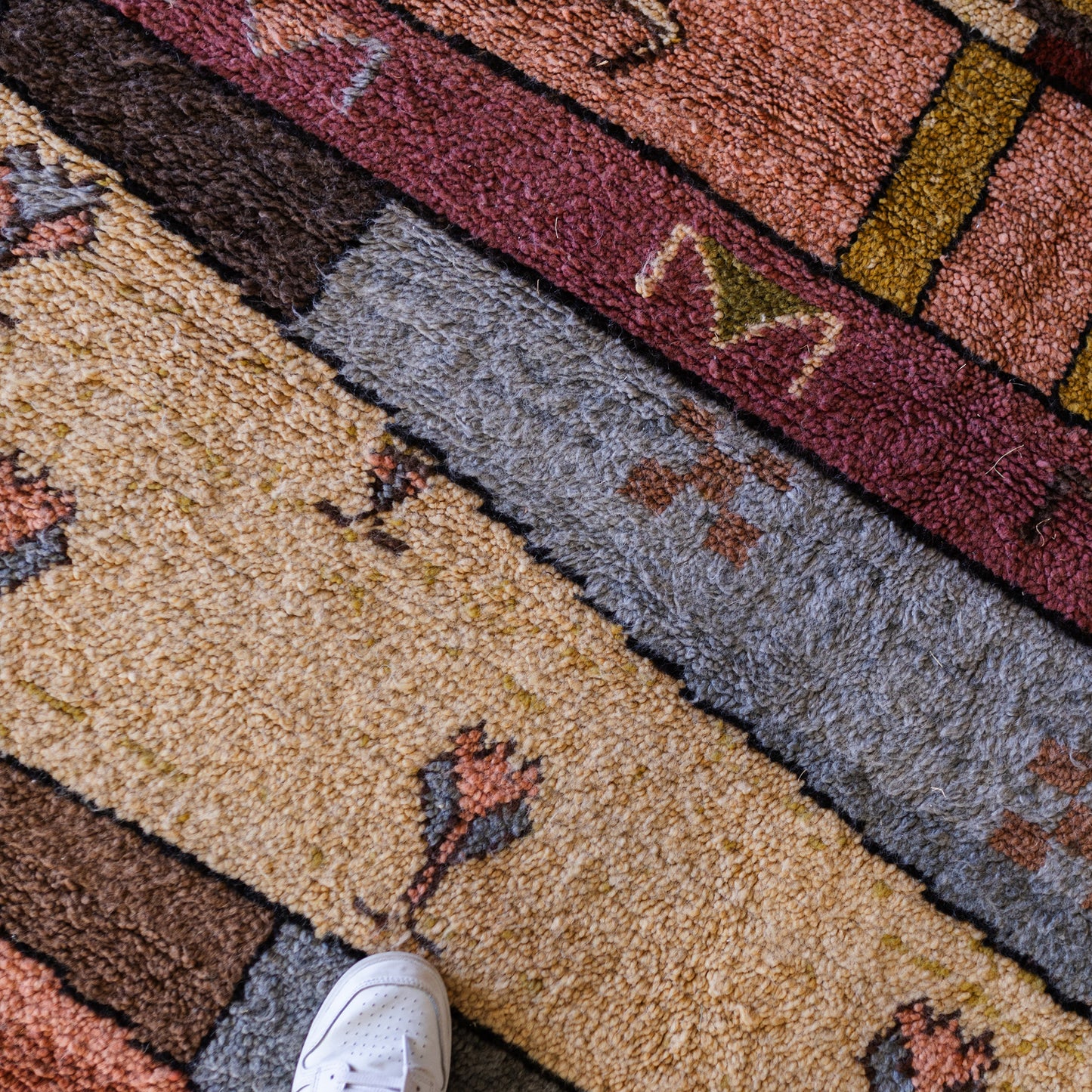 Large Azilal Rug – Handmade Moroccan Wool Carpet with Geometric Shapes and Berber Symbols