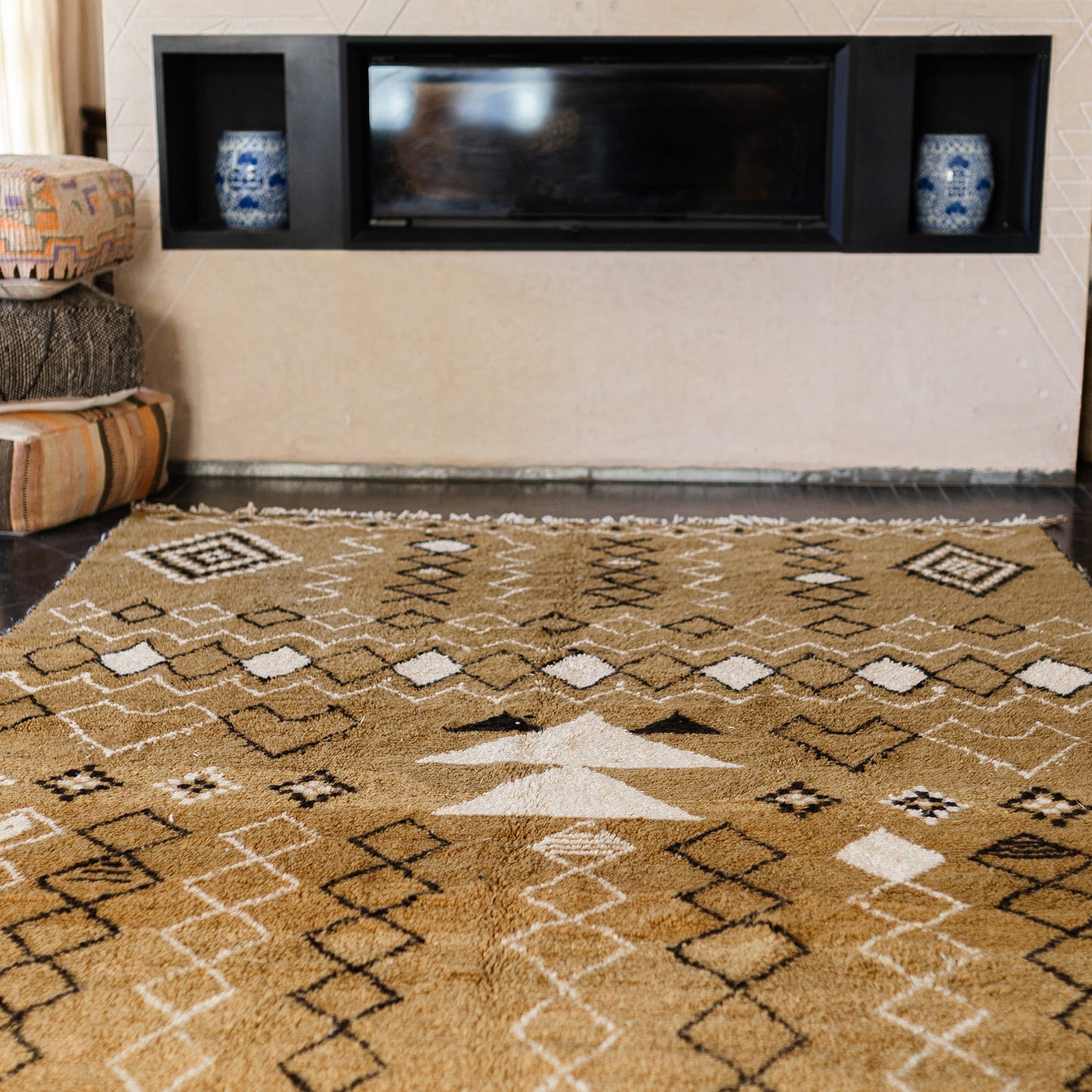 Yellow Azilal Rug – Handmade Moroccan Wool Carpet with Warm Bohemian Charm