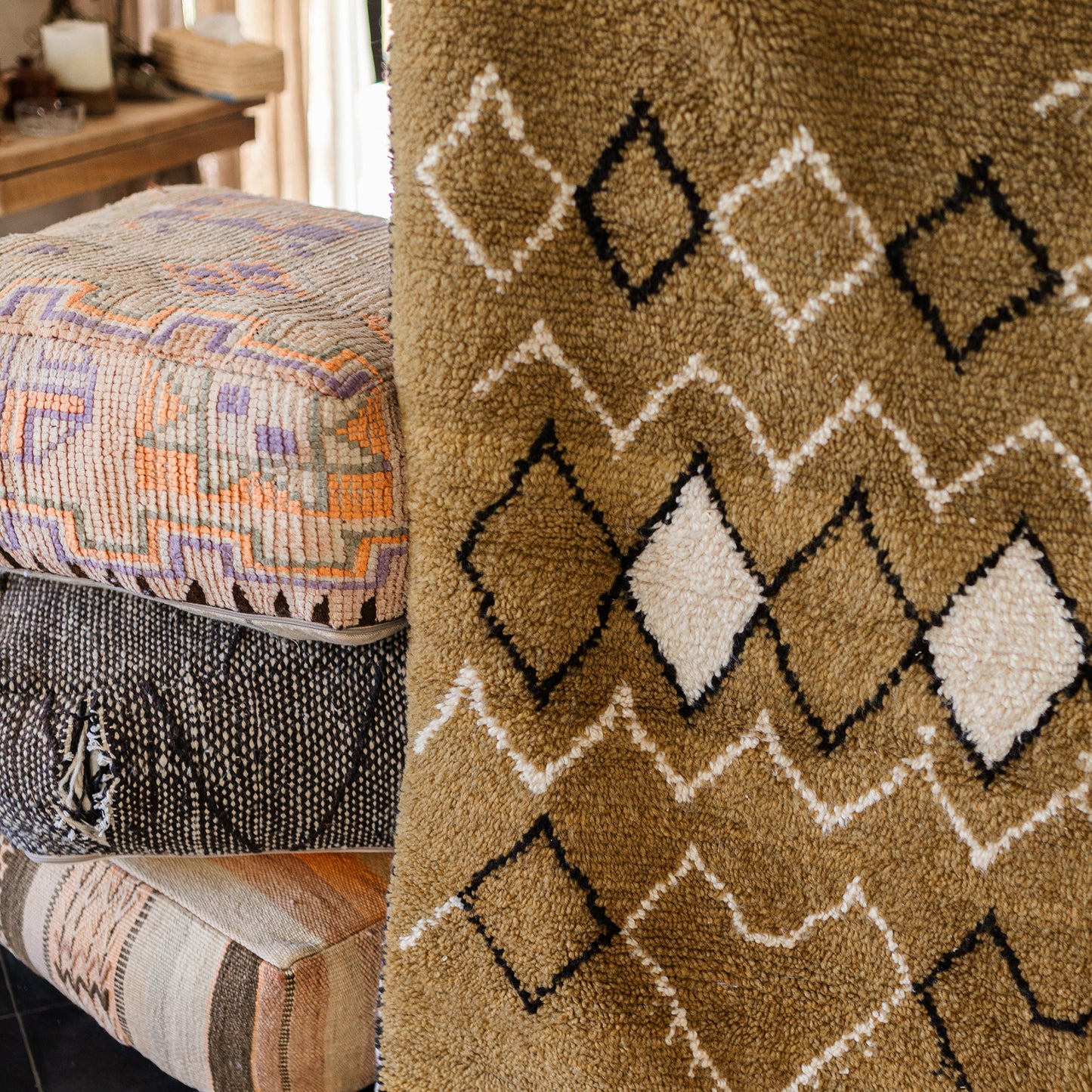 Yellow Azilal Rug – Handmade Moroccan Wool Carpet with Warm Bohemian Charm