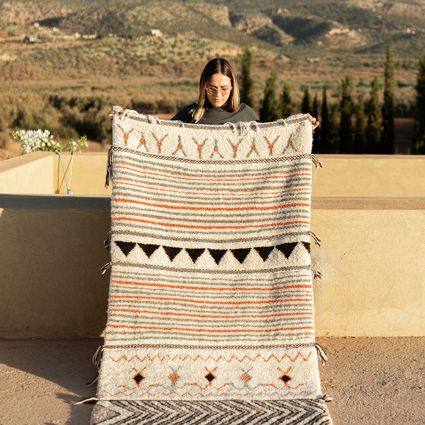 Colorful Azilal Runner Rug – Handmade Moroccan Wool Hallway Carpet with Berber Patterns