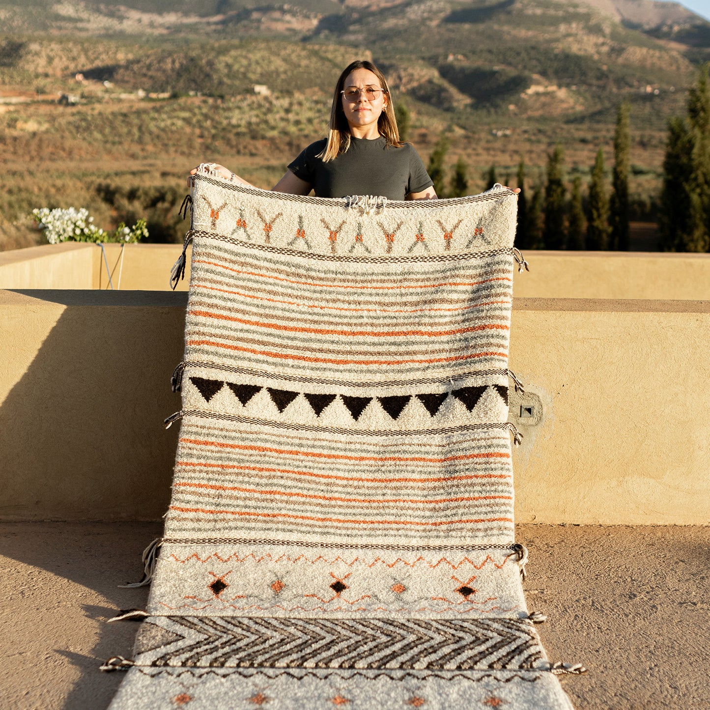 Colorful Azilal Runner Rug – Handmade Moroccan Wool Hallway Carpet with Berber Patterns