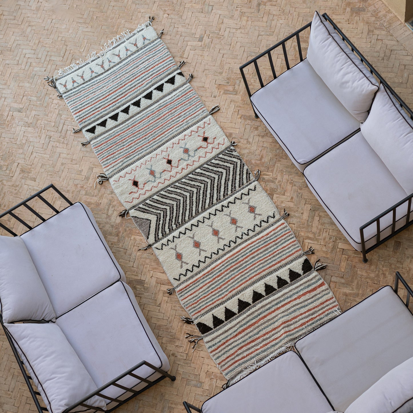 Colorful Azilal Runner Rug – Handmade Moroccan Wool Hallway Carpet with Berber Patterns