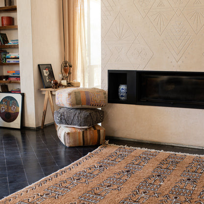 Brown Azilal Rug – Authentic Handmade Moroccan Wool Carpet with Natural Dyes