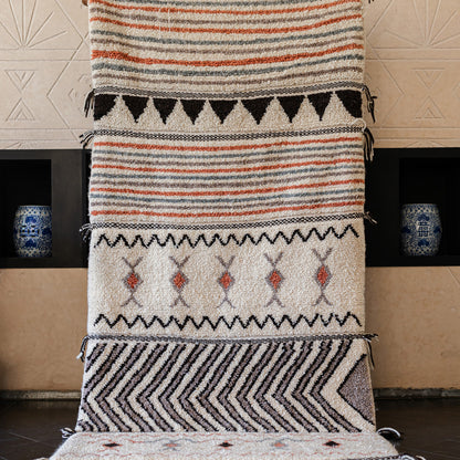 Colorful Azilal Runner Rug – Handmade Moroccan Wool Hallway Carpet with Berber Patterns
