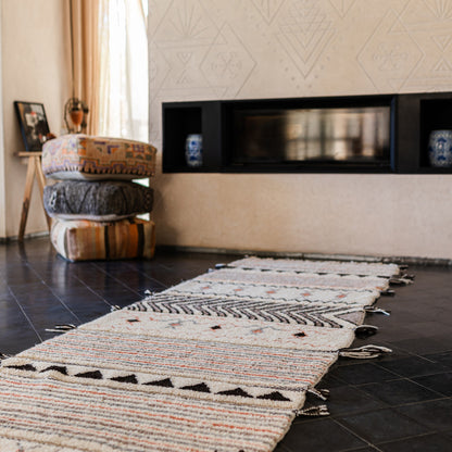 Colorful Azilal Runner Rug – Handmade Moroccan Wool Hallway Carpet with Berber Patterns