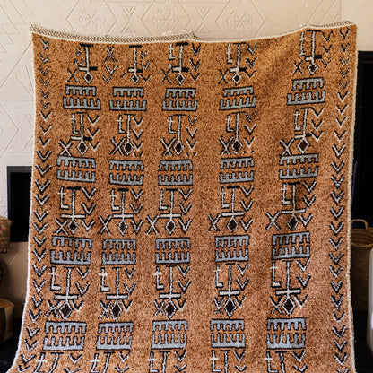 Brown Azilal Rug – Authentic Handmade Moroccan Wool Carpet with Natural Dyes