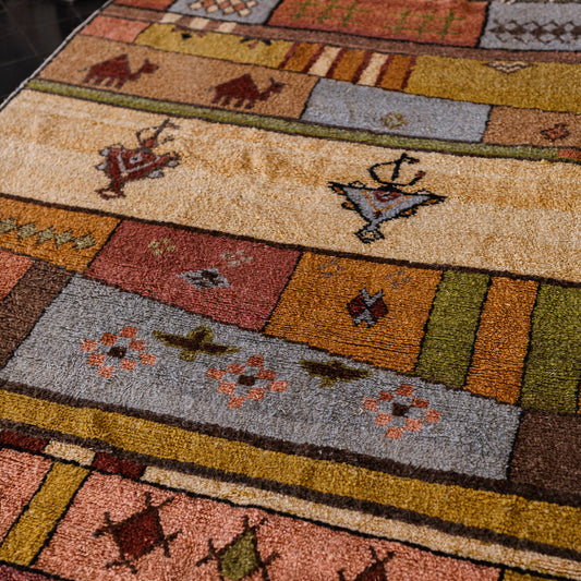 Large Azilal Rug – Handmade Moroccan Wool Carpet with Geometric Shapes and Berber Symbols