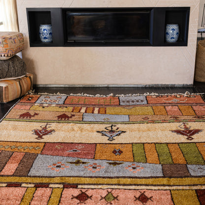 Large Azilal Rug – Handmade Moroccan Wool Carpet with Geometric Shapes and Berber Symbols